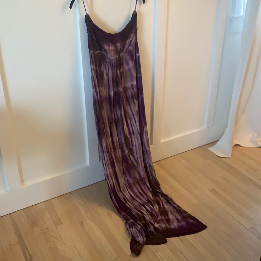 Lani strapless purple tie dye maxi dress